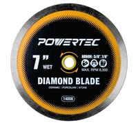 POWERTEC 7" Continuous Rim Diamond Saw Blade for Wet Tile Saw, Diamond Blade for Cutting Ceramic, Porcelain, Natural Stone Tile, Wet Cutting Only 7 inch Diamond Blades, 1 Pack (14008)