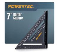 POWERTEC 7 Inch Rafter Square, Aluminum Carpenter Square for Woodworking, Framing, Roofing, Stair Layout, Angle Measurement & Saw Guide Cutting - CNC Machined Triangle Layout Tool (72322)