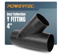 PowerTec 70106 70106V 4-Inch Y-Fitting Dust Collection Hose Connector-1 Pack, Black, 4 Inch
