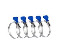 POWERTEC 70127 2-1/2 Inch Key Hose Clamp, Thumb Screw Key Adjustable Stainless Steel Hose Clamps for Dust Collection, Dust Collector and Dryer Vent Hose, Pipe Clamp, RV Clamp, Worm Gear Clamp, 5 Pack