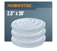 PowerTec 70144 Dust Collection (2-1/2 Inch x 20 Feet) | Flexible Clear Vue Heavy Duty PVC Hose, 2.5-Inch