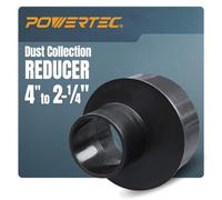 POWERTEC 70146V Eccentric Reducer, 4-Inch to 2-1/4-Inch, Dust Collection Hose Attachment, 1 PK, Black, 4" to 2-1/4"