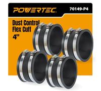 Power Tec Dust Control Flex Cuff 70149-P4 - 4 Inch Rubber Coupler with Steel Hose Clamps, 4 Pack