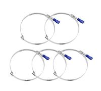 POWERTEC 70225 4 Inch Right Hand Keyed Bridge Easy Turn Thumb Screw Adjustable Stainless Steel Hose Clamps for Dust Collectors and Dryer Vent, 5PK Metallic