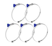 POWERTEC 70226 4 Inch Left Hand Keyed Bridge Hose Clamp, Thumb Screw Key Adjustable Stainless Steel Hose Clamps for Dust Collection, Dust Collector and Dryer Vent Hose, 5 Pack