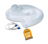 PowerTec 70241V 2-1/2" PVC Stainless Steel Woodworking and Shop Vacuum, 2-1/2 Inch Collector Hose for Dust Collection Fittings, Clear, 2.5'' x 10' + 2 Clamp