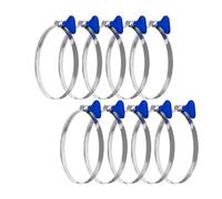 POWERTEC 70260 4-Inch Key Hose Clamp,Thumb Screw Key Adjustable Stainless Steel Hose Clamps for Dust Collectors and Dryer Vent, 10 Pack, Blue