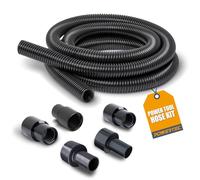 PowerTec 70347 Dust Collection Fittings, Reducers & 1-1/2" Threaded Hose Adapter, Black