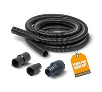 PowerTec 70356 10 ft Hose Dust Collection Kit for Woodworking Power Tools, Wet/Dry Work Shop Vacuums, Miter Table Saw 2 Fittings Plus 1 Quick Connector 2-1/4" to 2-1/2" OD, Black