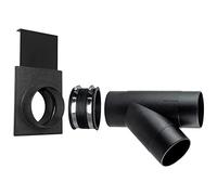 POWERTEC 70359 4" Dust Collection Hose Y-Fitting Connector with Blast Gate and Dust Control Flex Cuff, 1 Set