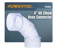PowerTec 70364 OD 90 Degree Elbow for 4 Inch Dust Collection Hose Connector (Clear), 1 Pack