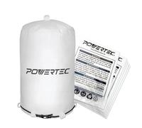 POWERTEC 70428 Dust Collector Bags and Clamp Set | 21" x 31" x 1 Micron Filter Upper Bag with 19-1/8 Inch Band Clamp and 5pc Clear Plastic Dust Collection Bags 19-1/2" x 33"