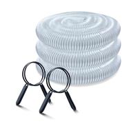 POWERTEC 70439 2-1/2" x 20' PVC Dust Collection Hose with 2pc 2-1/2 Inch Double Loop Hose Clamps for Dust Collector for Woodworking and Shop Vacuum, Quick Release Spring Clamps for Dust Fittings