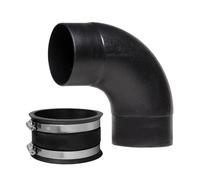 POWERTEC 70460 4" 90 Degree Elbow Connector & 4 Inch Control Flex Steel Hose Clamps, Rubber Cuff Coupler for Woodworking Collection Fittings, Dust Collector Accessories