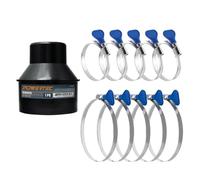 POWERTEC 70472 4 Inch Hose to 2-1/2 Inch Hose Cone Reducer w/4" & 2-1/2" Key Hose Clamps Set, Dust Collection Fitting with 10pcs Thumb Screw Hose Clamps for Dust Collection Hose, Dryer Vent Hose