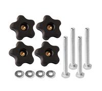 POWERTEC 71070V T Track Knob Kit w/ 5 Star Knob, 1/4-20 Threaded Bolts and Washers, 12 Piece Set, T Slot Bolts, T Track Accessories for Woodworking Jigs and Fixtures