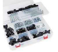 POWERTEC 71127 128 Piece Set T Track Knob Kit w/ 5 Star Knob, 1/4-20 Threaded Bolts and Washers, T Track Accessories for Woodworking Jigs and Fixtures