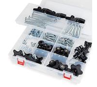 POWERTEC 71128 128 Piece Set T-Track Knob Kit, 5/16"-18 Threaded Bolts and Washers, T Track Bolts, T Track Accessories for Woodworking Jigs and Fixtures