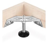 POWERTEC 71157 Adjustable Corner Bracket Furniture Leveling Feet with Non-Marring Leveler Pads, Heavy Duty Leg Levelers for Cabinets, Tables, Workbenches and Outdoor Furniture, Set of 4 Silver