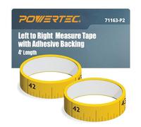 POWERTEC 71163-P2 Left to Right Measure Tape with Adhesive Backing, 4', 2 Pack