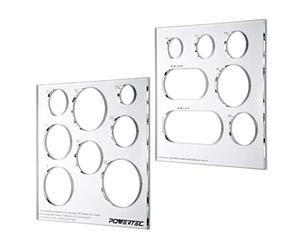 POWERTEC 71622 12 x 10 inch Clear Acrylic Decorative Templates, Circle/Grommet/Round Inlay Stencil Templates for Woodworking, Set of 2