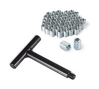 POWERTEC 71813 3/8"-16 Threaded Insert Installation Tool Set | T-Wrench with 50-PC Zinc Plated Threaded Inserts for Wood Furniture | 3/8"-16 Internal Threads x 18mm Long
