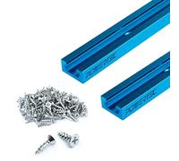 POWERTEC 71859 24 Inch x2 Universal T Track with 100 Pcs Wood Screws, Double-Cut Profile T Track with Predrilled Mounting Holes