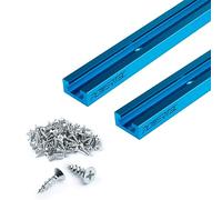 POWERTEC 71887 2 Pcs Double-Cut Profile Universal T-Track (36") w/EZ Mount Predrilled Holes, and 100 Pcs #6 x 5/8" Phillips Flat Head Wood Screws (Deep Thread)