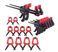 POWERTEC 71941 Trigger Clamps and Spring Clamps Kit | 6" & 12" Bar Clamps with Spreader and 10 Spring Clamps Assorted from 2" - 4"