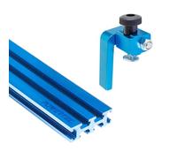POWERTEC 72085 Multi T-Track and Fence Flip Stop Set, Universal Aluminum Extrusion T Track 36" Long x 2-1/4" High with 2-1/4-Inch Flip Stop for Woodworking