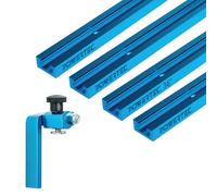 POWERTEC 72141 36"x4 Universal T track with 1 Pc 3" T track Flip Stop for Woodworking, Double-Cut Profile T track with Fence Flip Stop