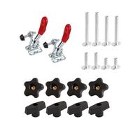 POWERTEC 72229 T Track 5/16"-18 Threaded Knob & T Bolts w/ 2PK Toggle Clamp Kit, 60lbs Holding Capacity, 201A Quick Release Horizontal Clamps w/Antislip Rubber Pressure Tip, Woodworking Jigs,Fixtures