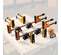 POWERTEC 72451 24" Woodworking Parallel Clamps Jaw Bar Clamp Spreader Tool 4PK, with 4PK Parallel Clamp Blocks - for Cabinet Door & Frame Gluing