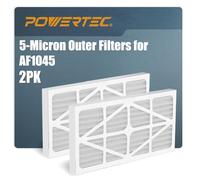 POWERTEC 75020-P2 Outer Filter for POWERTEC AF1044, AF1045/ WEN 3417 Air Filtration System, 2PK