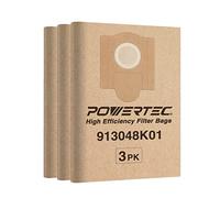 POWERTEC 75031 High Efficiency Filter Replacement Bags for Fein (913048K01) | Vacuum Bags for 9-77-25 & 9-88-35 - 3 Pack, Fit Fein 9-77-25 & 9-88-35