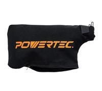 POWERTEC 75076 Miter Saw Dust Bag Fits Nominal 1.75" Dust Ports Expands to 1.875", Hook and Loop Dust Collector Bag with Zipper and Wired Adjustable Stand for Tank Belt Sander & Diagonal Saw, 1PK