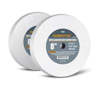 POWERTEC Bench Grinder Wheel 2PK, 8 Inch Grinding Wheel 100 Grit, White Aluminum Oxide, 8 Bench Grinder Wheels for Pedestal & Benches, 1" Thick 5/8" Arbor, Sharpening Shaping Drill Bits -15513-P2