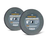 POWERTEC Bench Grinder Wheel 6 Inch White 36 & 100 Grit, Aluminum Oxide Grinding Wheel for Bench & Pedestal Grinder, 3/4" Thick 1/2" Arbor, Sharpening & Shaping Drill Bits, Blade, Chisel, 2PK (15530)