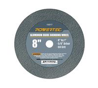 POWERTEC Bench Grinder Wheel 8 Inch 60 Grit, Aluminum Oxide Grinding Wheel for Bench Pedestal Grinder, 1" Thick 5/8" Arbor, Sharpening & Shaping Drill Bits, Blade, and Chisel 1PK (15517)