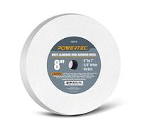 POWERTEC Bench Grinder Wheel 8 Inch 80 Grit, White Aluminum Oxide Grinding Wheel for Bench Pedestal Grinder, 1" Thick 5/8" Arbor, Sharpening & Shaping Drill Bits, Blade, and Chisel 1PK (15512)