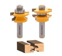 POWERTEC Cabinet Door Rail and Stile Router Bit Set, Roundover Profile - 2-Piece, 1/2" Shank, Tungsten Carbide, Anti-Kickback, Table-Mounted Router Use (73071)