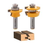 POWERTEC Cabinet Door Rail and Stile Router Bit Set, Shaker Profile - 2-Piece, 1/2" Shank, Tungsten Carbide, Anti-Kickback, Table-Mounted Router Use (73069)