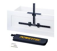 POWERTEC Cabinet Hardware Jig for Knobs & Pulls, Adjustable Drill Guide Template with 5mm Drill Bit, 1"-16" Centering Range, Metric & Imperial Scales for Cabinet Door & Drawer Installation (72427)
