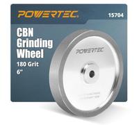 POWERTEC CBN Grinding Wheel 6 Inch 180 Grit, 1" Wide, 1/2" Arbor - Bench Grinder Sharpening Wheel for HSS Tools, Lathe Chisels, and Woodturning Tools (15704)