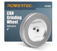 POWERTEC CBN Grinding Wheel 6 Inch 320 Grit, 1-1/4" Wide, 1/2" Arbor - 4-in-1 CBN Sharpening Wheel with 1/4" Radius Edge and Side Face for Bench Grinder (15708)