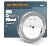 POWERTEC CBN Grinding Wheel 8 Inch 180 Grit, 1-1/4" Wide, 5/8" Arbor - 4-in-1 CBN Sharpening Wheel with 1/4" Radius Edge and Side Face for Bench Grinder (15702)