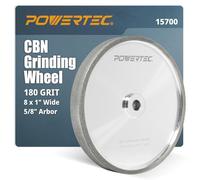 POWERTEC CBN Grinding Wheel 8 Inch 180 Grit, Bench Grinder Wheel for Sharpening HSS Tools, Lathe Tools & Chisel Set, 8" x 1" Wide, 5/8" Arbor Bench Grinder Wheels for Bench Grinder, 1 PK (15700)