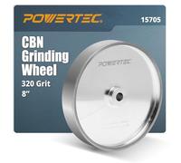 POWERTEC CBN Grinding Wheel 8 Inch 320 Grit, 1-1/2" Wide, 5/8" Arbor - Bench Grinder Sharpening Wheel for HSS Tools, Lathe Chisels, and Woodturning Tools (15705)