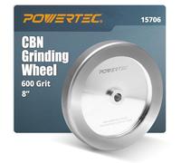 POWERTEC CBN Grinding Wheel 8 Inch 600 Grit, 1-1/4" Wide, 5/8" Arbor - 4-in-1 CBN Sharpening Wheel with 1/4" Radius Edge and Side Face for Bench Grinder (15706)