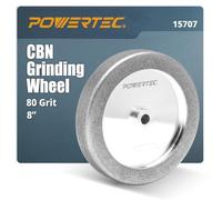 POWERTEC CBN Grinding Wheel 8 Inch 80 Grit, 1-1/2" Wide, 5/8" Arbor - 4-in-1 CBN Sharpening Wheel with 1/4" Radius Edge and Side Face for Bench Grinder (15707)